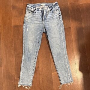 LOFT Women's Light Blue Distressed High-Rise Skinny Jeans